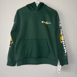Boys Champion Athletic Dark Green Hooded Sweatshirt Size Large 14/16